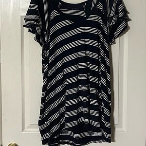 Lane Bryant Striped Navy and White Top